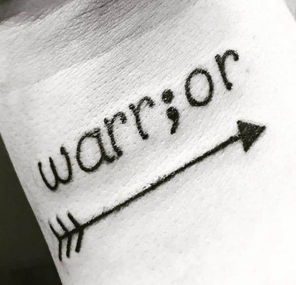 warrior semicolon arrow tattoo