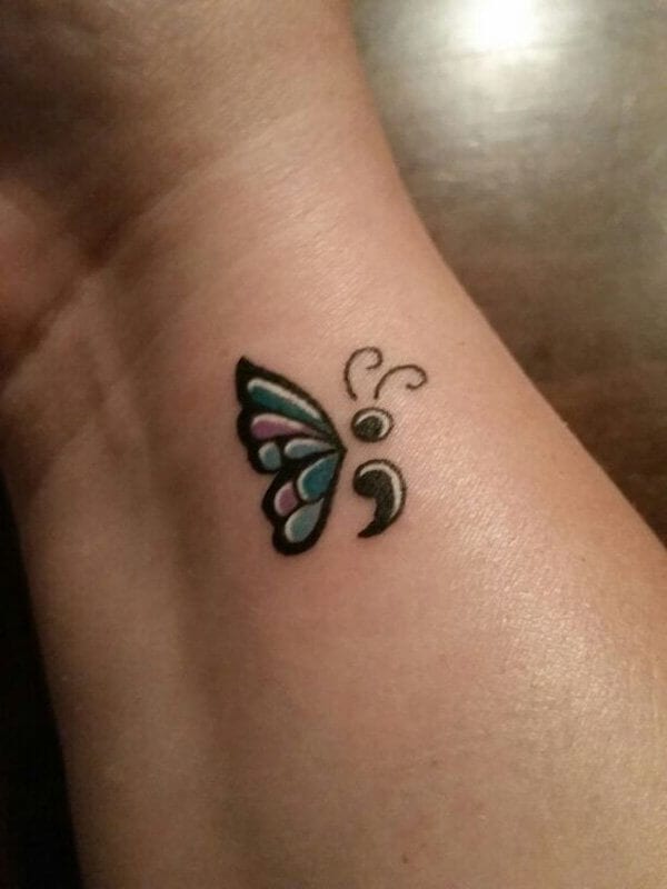 butterfly semicolon tattoos designs