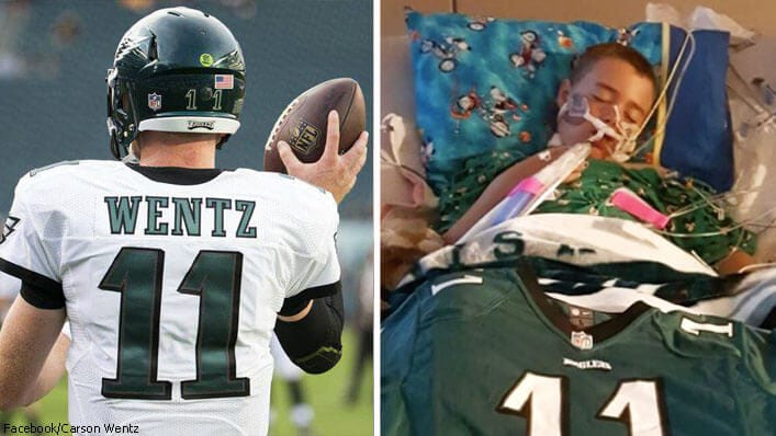 10-Yr-Old Buried in Carson Wentz’s #11 Jersey Brings the Eagles Quarterback to Tears