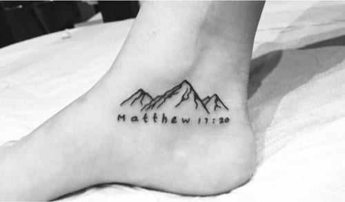 Faith Can Move Mountain Matthew 17:20 christian tattoo