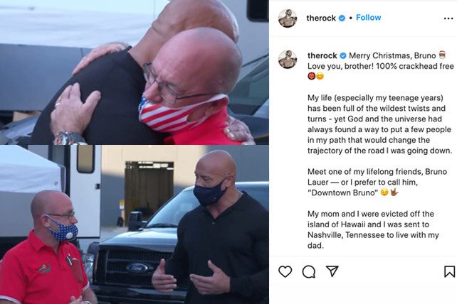 the rock gives truck to man