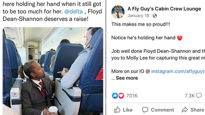 Flight attendant goes viral for helping a nervous passenger - Good Morning  America