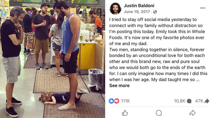 Photo of Dad & Grandpa Just Watching Toddler Throw Tantrum in Whole Foods Goes Viral for All the Right Reasons
