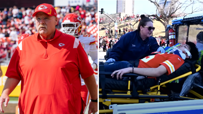 Kansas City Teen Comforted by Chiefs Head Coach Andy Reid Amid Chaos of Deadly Parade Shooting: “Please Breathe”
