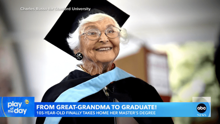 105-Year-Old Great Grandmother Graduates from Stanford with Master’s Degree