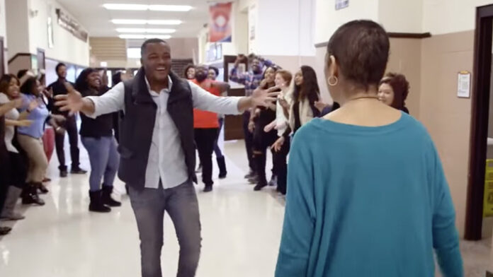 sick teacher walks into the school